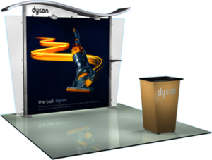 Trade show display with podium and backwall