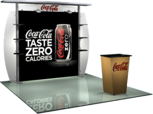 Trade show display with LED lights and backwall