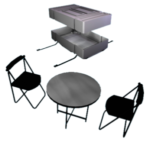 4 curved back chairs with 36" table