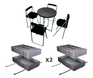4 curved back stools with bar height table