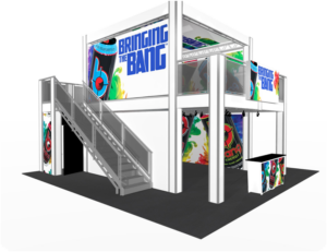 A graphic illustration of a double decker display