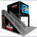 A two-story trade show display