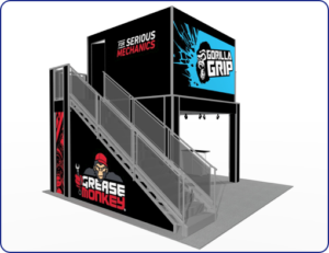 A two-story trade show display
